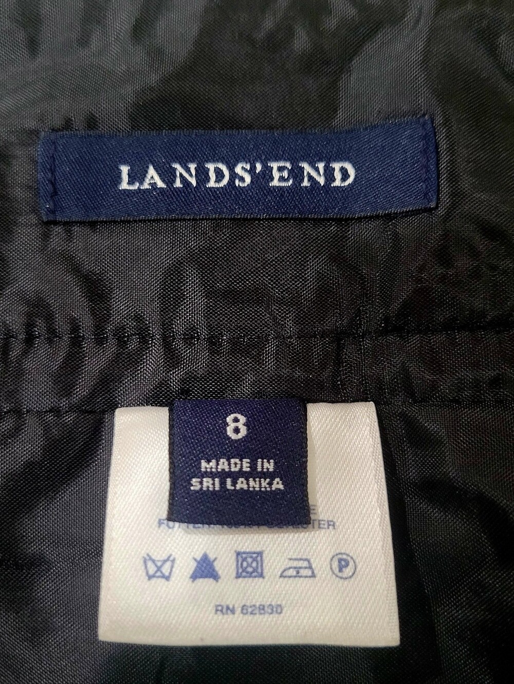 Lands' End 100% Wool Lined Dark Gray & Blue Print Paisley Skirt | Size 8 - Picture 4 of 5